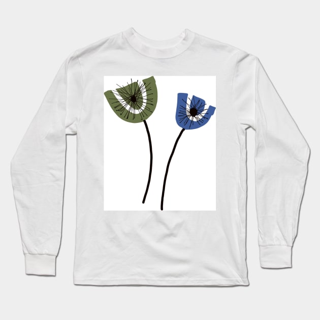 Post modern flowers Long Sleeve T-Shirt by Jonesyinc